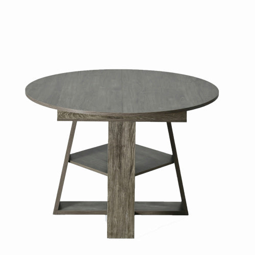 Extendable Round Dining Table for 4-8, Modern Oval Kitchen Table with Storage Shelf, Gray