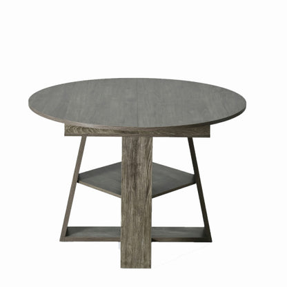 Extendable Round Dining Table for 4-8, Modern Oval Kitchen Table with Storage Shelf, Gray