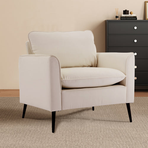 2-PCS Cream-White Cat-Paw Faux-Leather Nordic Retro Light-Luxury Single Sofa Chair