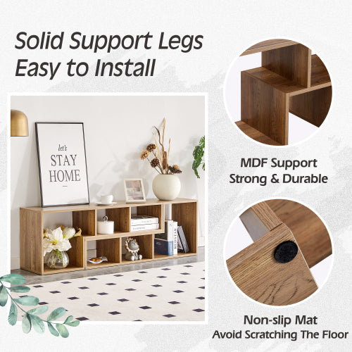 2-Piece L-Shaped Combination TV Stand, MDF Entertainment Center with Open Storage Compartments & Floor Pads