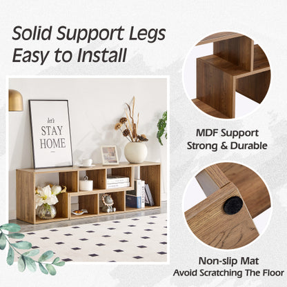 2-Piece L-Shaped Combination TV Stand, MDF Entertainment Center with Open Storage Compartments & Floor Pads