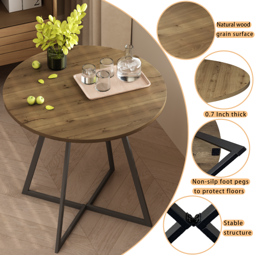 31.5 Inch Small Round Dining Table, Brown