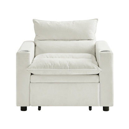 Sleeper Sofa Chair Bed, Convertible Sofa Chair 3-in-1, Adjustable Sleeper Chair Pullout Sofa Bed with Modern Velvet Fabric for Living Room Apartment Small Space, Beige