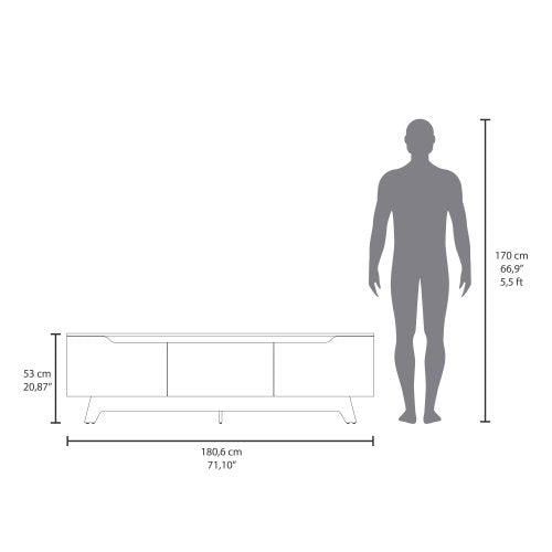 71.1 Inch White Two-Door Particleboard Entertainment Center with Single Drawer TV Stand