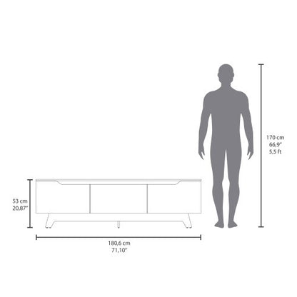 71.1 Inch White Two-Door Particleboard Entertainment Center with Single Drawer TV Stand
