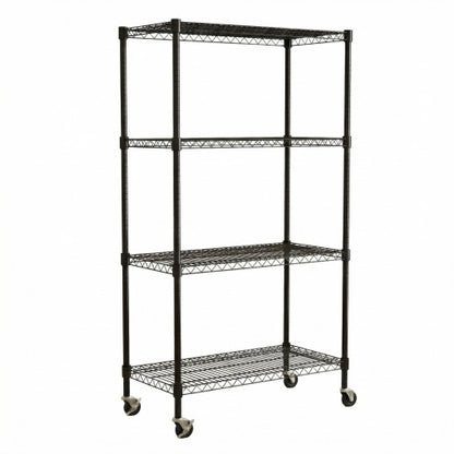 4-Tier Rolling Metal Wire Shelving Rack with Locking Wheels