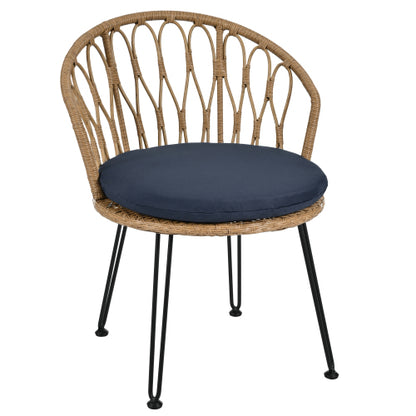 U_STYLE Outdoor Leisure Set, 2 Rattan Single Chairs with A Glass Round Table, Perfectly Suited for Patios, Balconies, and Courtyards