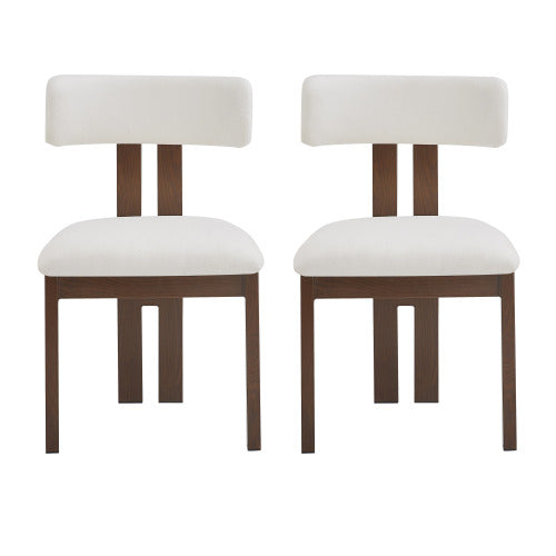 Set of 2 White Upholstered Armless Dining Chairs with Metal Legs, Modern Dining Room Chairs