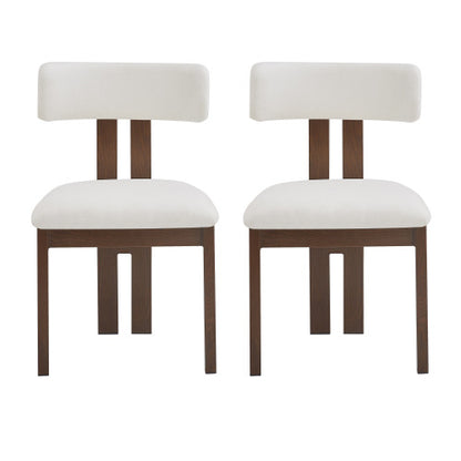 Set of 2 White Upholstered Armless Dining Chairs with Metal Legs, Modern Dining Room Chairs