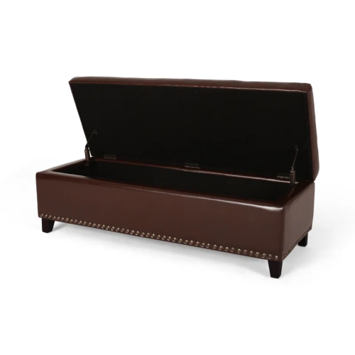 Ottoman with Storage, 51 Inch Large Ottomans Storage Bench, Upholstered End of Bed Bench with Hinged Lid, Long Foot Rest Stool for Living Room Bedroom