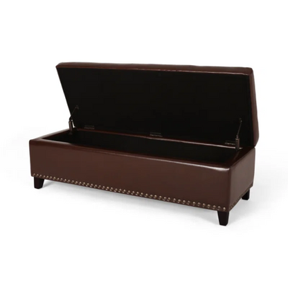 Ottoman with Storage, 51 Inch Large Ottomans Storage Bench, Upholstered End of Bed Bench with Hinged Lid, Long Foot Rest Stool for Living Room Bedroom