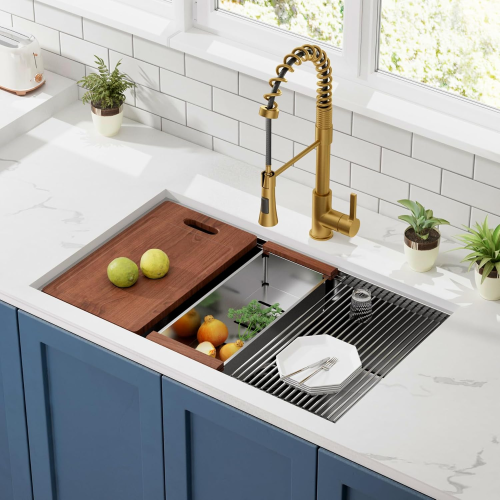 30 Undermount Workstation Sink-30 x 18 Inch Undermount Stainless Steel Kitchen Sink 18 Gauge, Handmade R10 Radius 10 Inch Deep Undermount Single Bowl Sink with Accessories