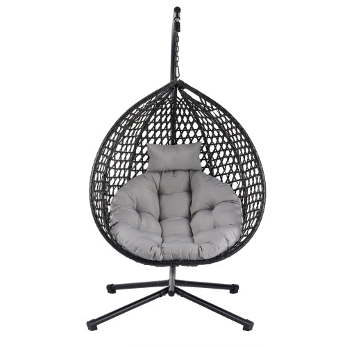 U_STYLE Sturdy Hammock Chair with Stand,Durable Hanging Egg Chair with Rattan Weaving