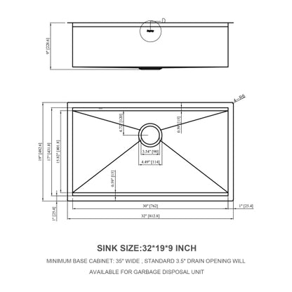 32" Undermount Kitchen Sink - 32*19*9 inch Kitchen Sink Undermount Single Bowl 16 Gauge Stainless Steel Ledge Workstation Kitchen Sinks