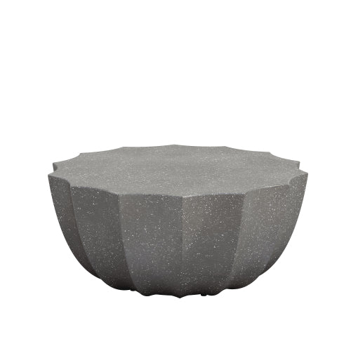 35.43" Modern Outdoor and Indoor Waterproof Coffee Table, Durable MgO Cement Design, Suitable for Terraces, Gardens, Backyards and Living Rooms ( Grey)