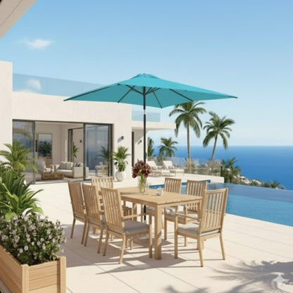 6.5 x 10 ft Turquoise Rectangular Patio Umbrella with Crank, Tilt, Polyester UV-Resistant Canopy for Pool, Backyard & Patio (Without base)