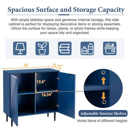 Modern Geometric Door Side Cabinet Home Accent Storage Cabinet With Metal Legs Adjustable Shelf & Anti-Tipping Device