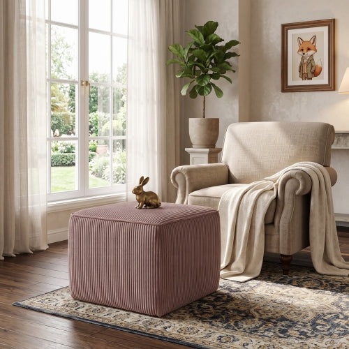 Upholstered Square Ottoman,Pink