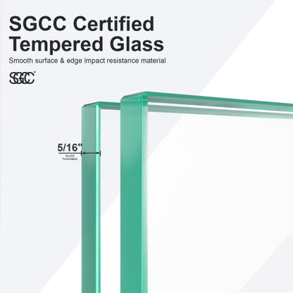 56"-60"W x 72"H Frameless Single Sliding Shower Door – 5/16" (8mm) Clear Tempered Glass, Bypass Design with Brushed Gold Finish