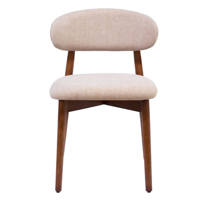 Set of 2 Light Camel Flannelette Dining Chairs, Walnut Solid Oak Wood Legs 300lbs Capacity Armless Side Chairs
