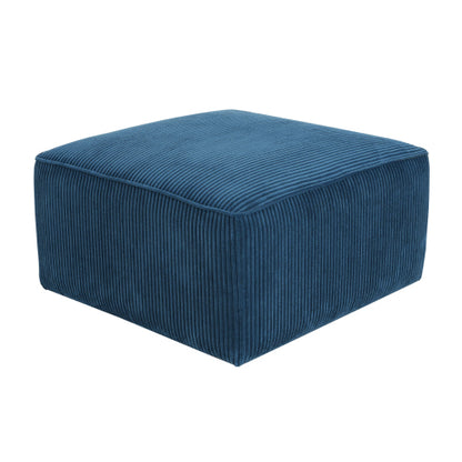 29.5 inch Square Blue Corduroy Modular Ottoman, Upholstered Foot Stool with Plywood Frame & Pocket Coil Cushion