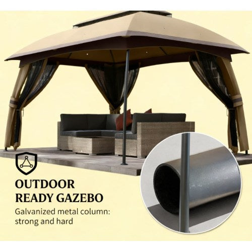 Large & Spacious Outdoor Gazebo Canopy Shelter,Patio Gazebo,with Netting,Vented Roof