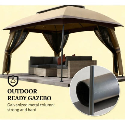Large & Spacious Outdoor Gazebo Canopy Shelter,Patio Gazebo,with Netting,Vented Roof