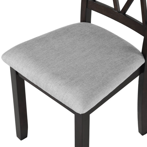 Dining Chairs Set of 4, Espresso Upholstered Fabric Chairs with Solid Wood Legs