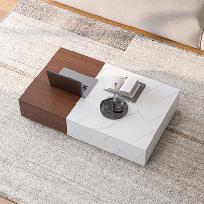 Modern Walnut Coffee Table with Storage MDF Living Room Center Table