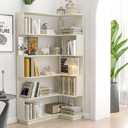 90cm Corner Bookshelf with Anti-Drop Panel and Open Shelves