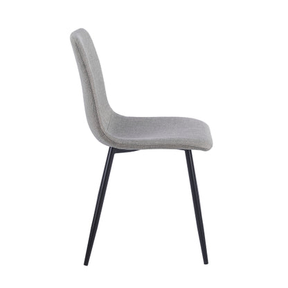 Set of 4 Grey Linen Upholstered Dining Chairs, High Back Side Chairs with Sturdy Black Metal Legs for Dining Room & Kitchen