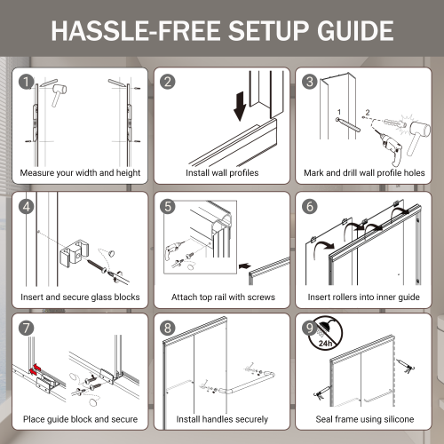 44-48 in. W x 72 in. H Double Sliding Shower Door, Semi-frameless Bypass Bathroom Sliding Door with 1/4" (6mm) Tempered Glass for Walk-in Shower, Brushed Nickel 24D03-48BNX
