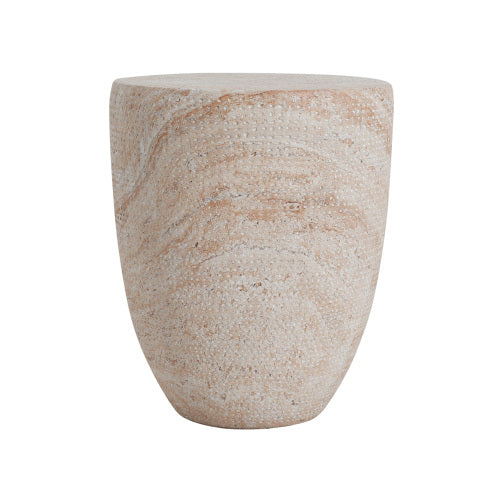 Outdoor/Indoor Lightweight Concrete Side Table,Travertine Finish