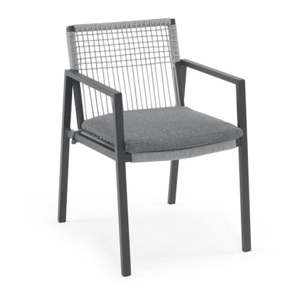 Outdoor Dining Chair Set of 2, Aluminum + Rope , Outdoor Armchair Seating for Patio Backyard Poolside Balcony, Cushion included