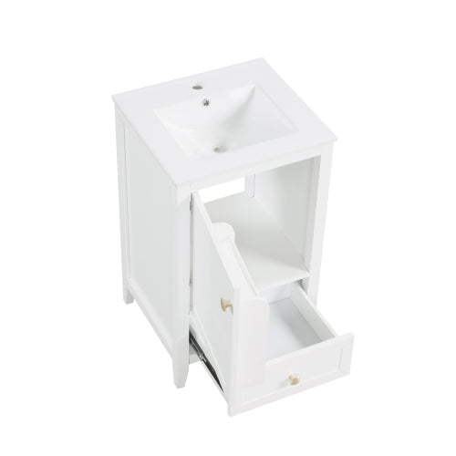 20" Bathroom Vanity with Sink, Bathroom Cabinet with Soft Closing Door, Storage Rack and A Drawer, White(Old SKU:N725P185452K)