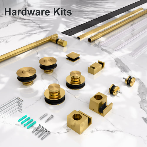 56"-60"W x 72"H Frameless Single Sliding Shower Door – 5/16" (8mm) Clear Tempered Glass, Bypass Design with Brushed Gold Finish