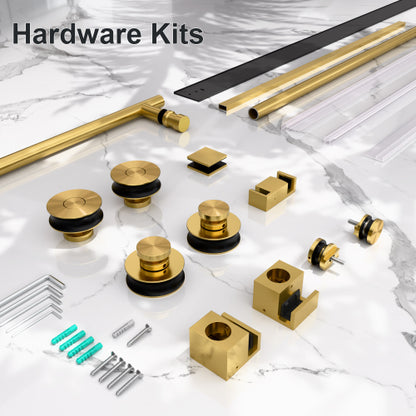 56"-60"W x 72"H Frameless Single Sliding Shower Door – 5/16" (8mm) Clear Tempered Glass, Bypass Design with Brushed Gold Finish