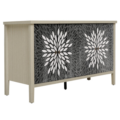 4 Doors Modern Wood Grain Sideboard Adjustable Shelf Storage Cabinet With Anti-Tipping Device For Home