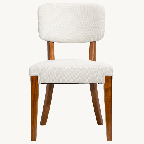Armless Wood Dining Chairs with Upholstered Seats, Set of 2, Beige