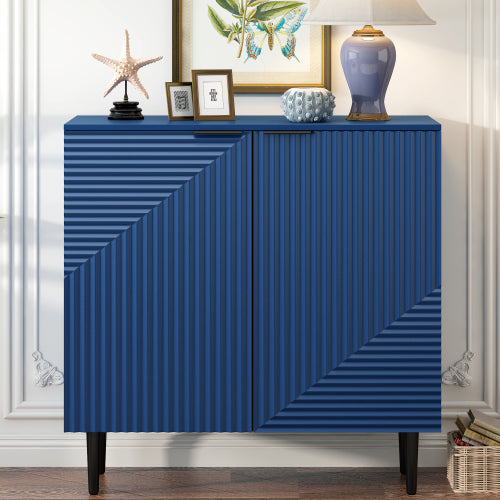 Modern Geometric Door Side Cabinet Home Accent Storage Cabinet With Metal Legs Adjustable Shelf & Anti-Tipping Device