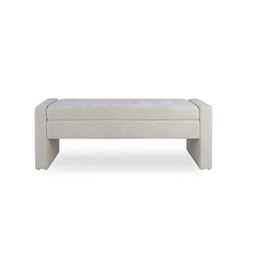 50inch  Modern Upholstered Storage Bench with Tufted Seat, Fabric Ottoman Bench for Bedroom, Entryway, or Living Room, Soft Close Hinge