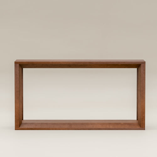 60 inch Rectangular Solid Wood Veneer Console Table, Wide Sofa Table,  Behind Couch Table with Ample Storage for Entryway & Living Room, Dark Brown