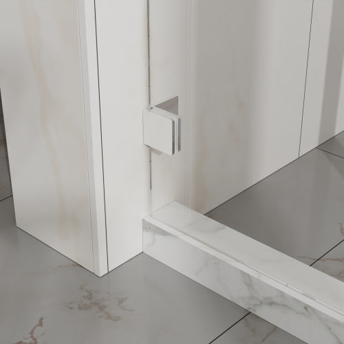 Goodyo Frameless Shower Door, 60" W x 72" H Silent Sleek Sliding Glass Door, 1/4" (6mm) Thick Tempered Clear Glass with Easy-clean Coating, Heavy-Duty 304 Stainless Steel, Chrome