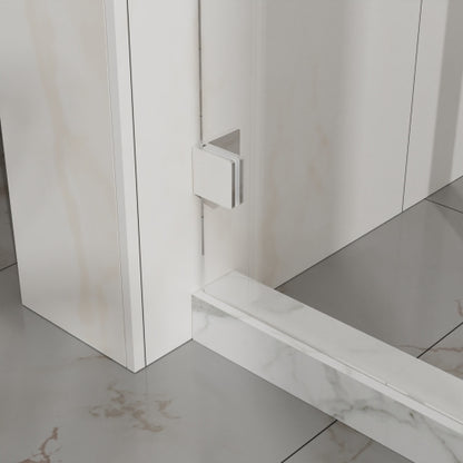 Goodyo Frameless Bathtub Door, 60" W x 58" H Sleek Silent Sliding Glass Door, 1/4" (6mm) Thick Tempered Clear Glass with Easy-clean Coating, Heavy-Duty 304 Stainless Steel, Chrome