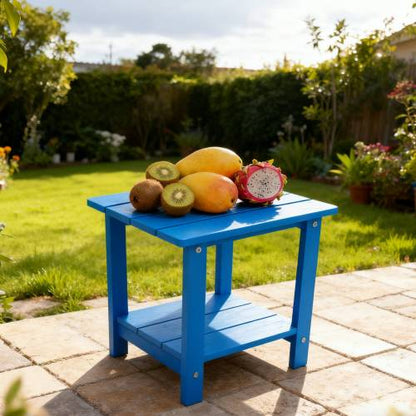 A wooden-textured imitation wood side table, simple yet with a rich texture. It comes with a small tabletop and is perfect for outdoor picnics. Dark blue