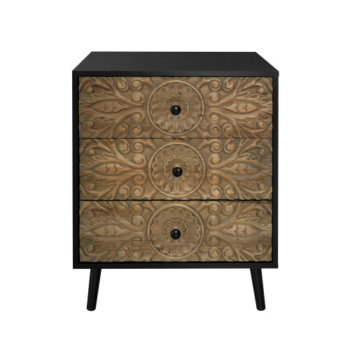 American Style 3 Drawer Cabinet with Pine Wood Feet