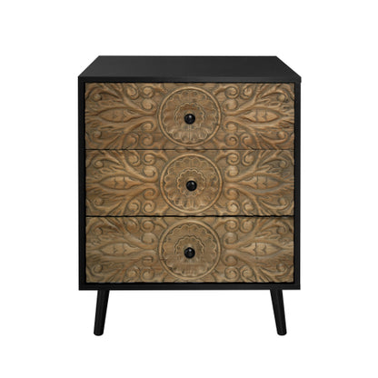 American Style 3 Drawer Cabinet with Pine Wood Feet