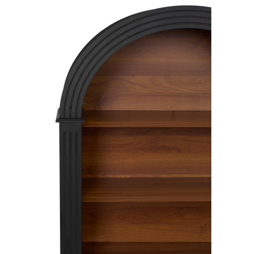Arched 4-Shelf Tall Wood Bookcase Open Display Storage Shelf Black
