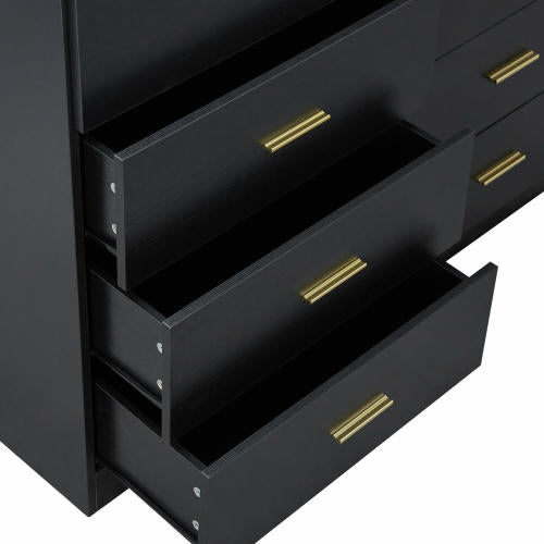 Modern Black 8-Drawer Dresser for Bedroom - Ample Storage Wide Chest of Drawers, Sturdy & Safe