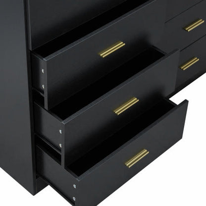 Modern Black 8-Drawer Dresser for Bedroom - Ample Storage Wide Chest of Drawers, Sturdy & Safe
